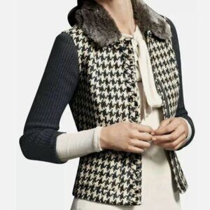 CAbi #978 Preppy Formal Houndstooth Mixer Sweater Jacket Women's Size 4